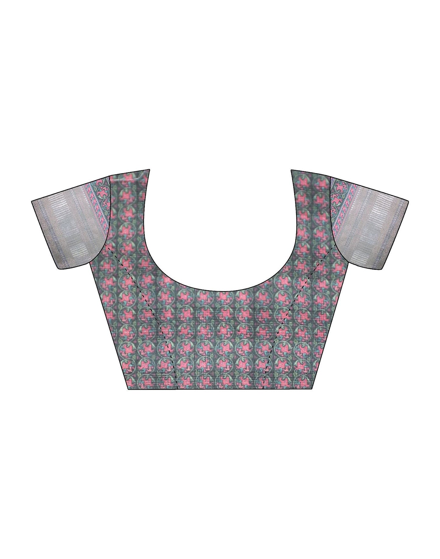 Grey Cotton Floral Printed Saree With Tassel | Leemboodi