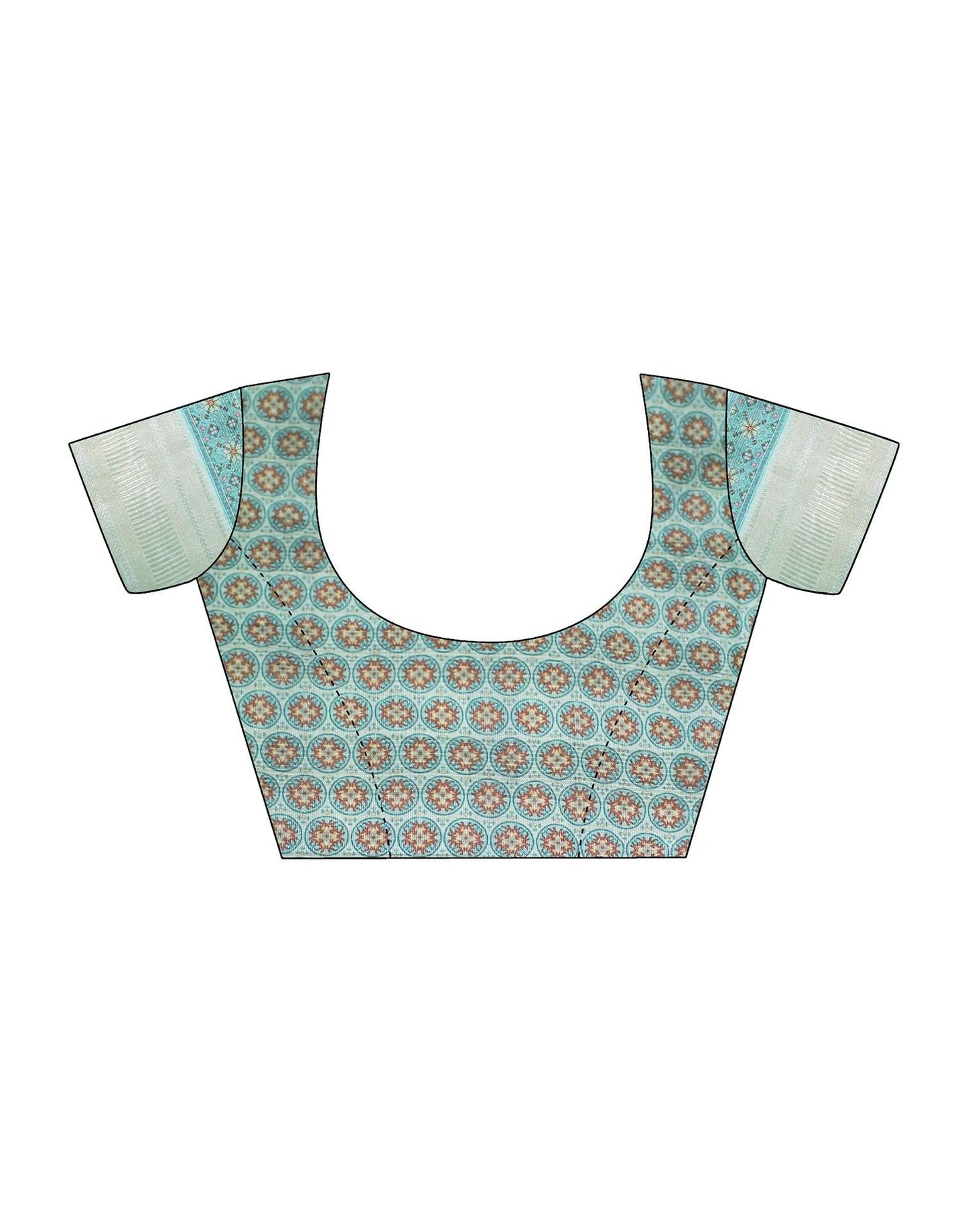 Light Blue Cotton Floral Printed Saree With Tassel | Leemboodi