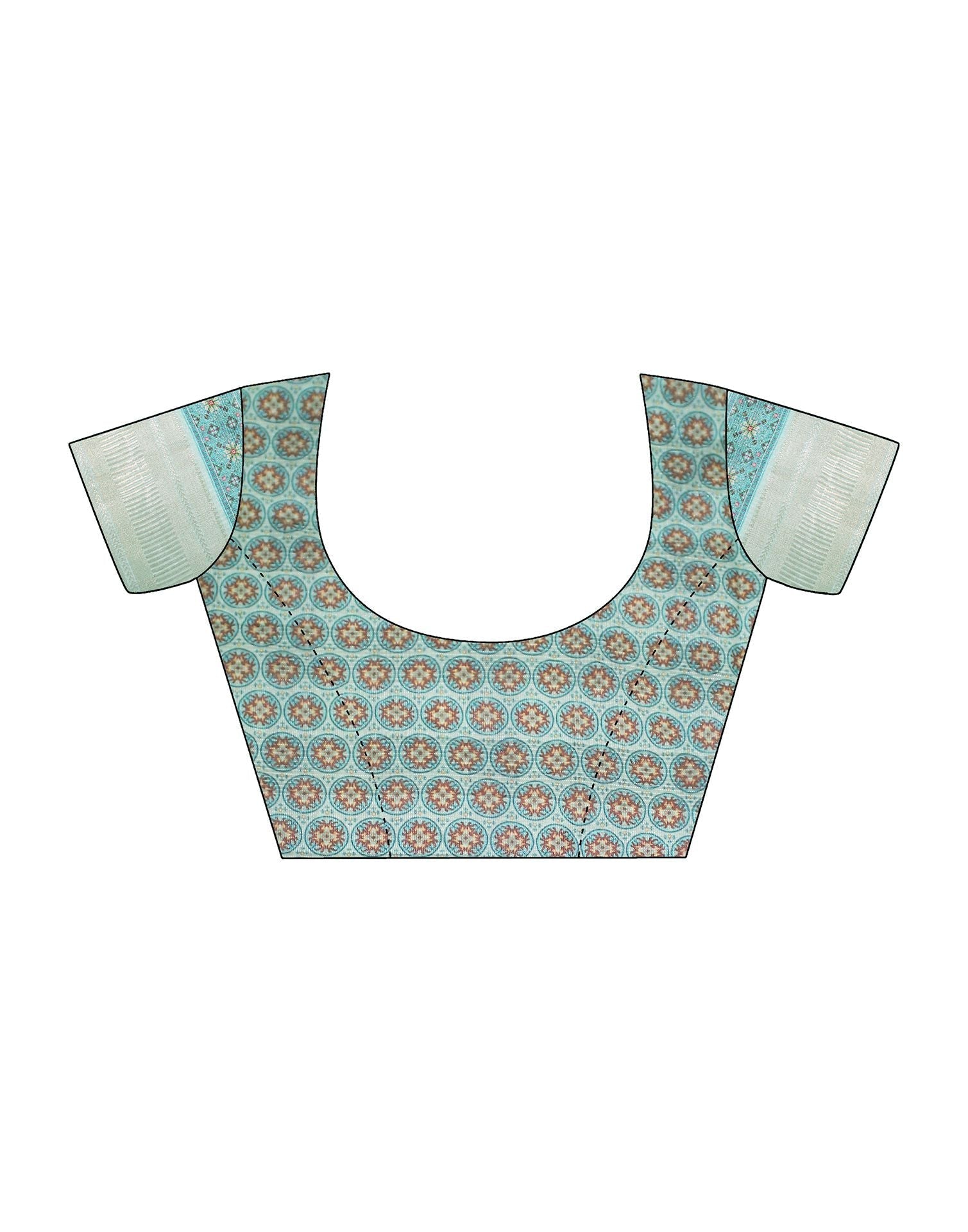 Light Blue Cotton Floral Printed Saree With Tassel | Leemboodi