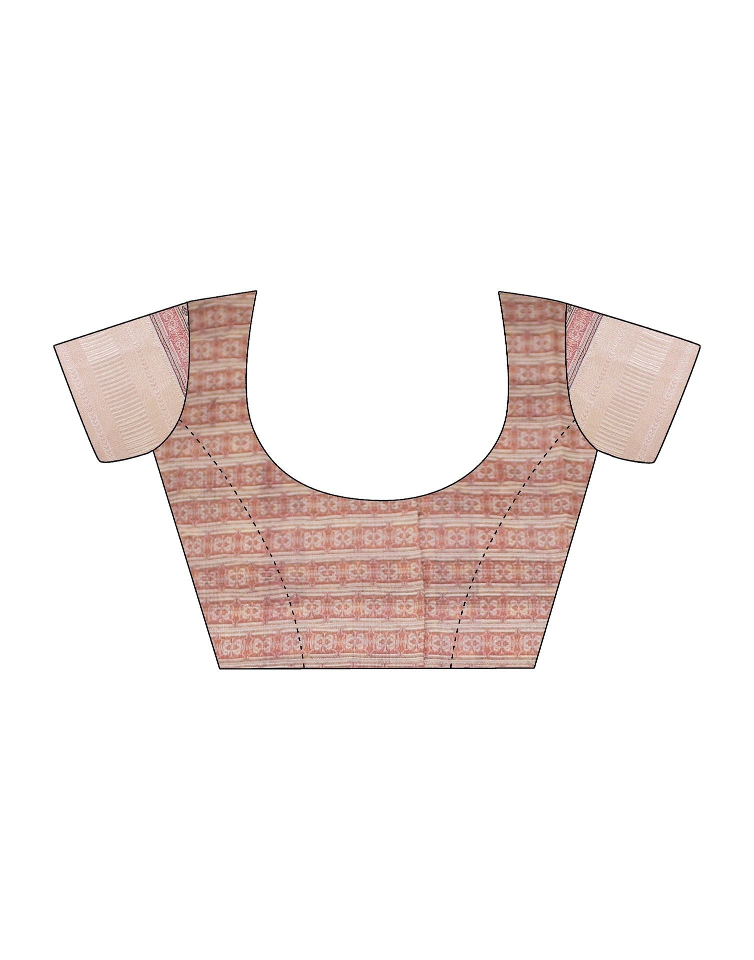 Peach Cotton Floral Printed Saree With Tassel | Leemboodi