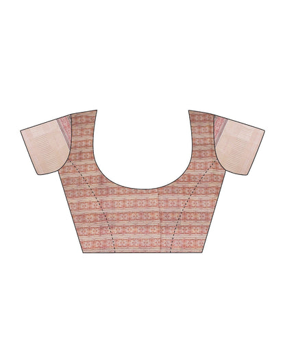 Peach Cotton Floral Printed Saree With Tassel | Leemboodi