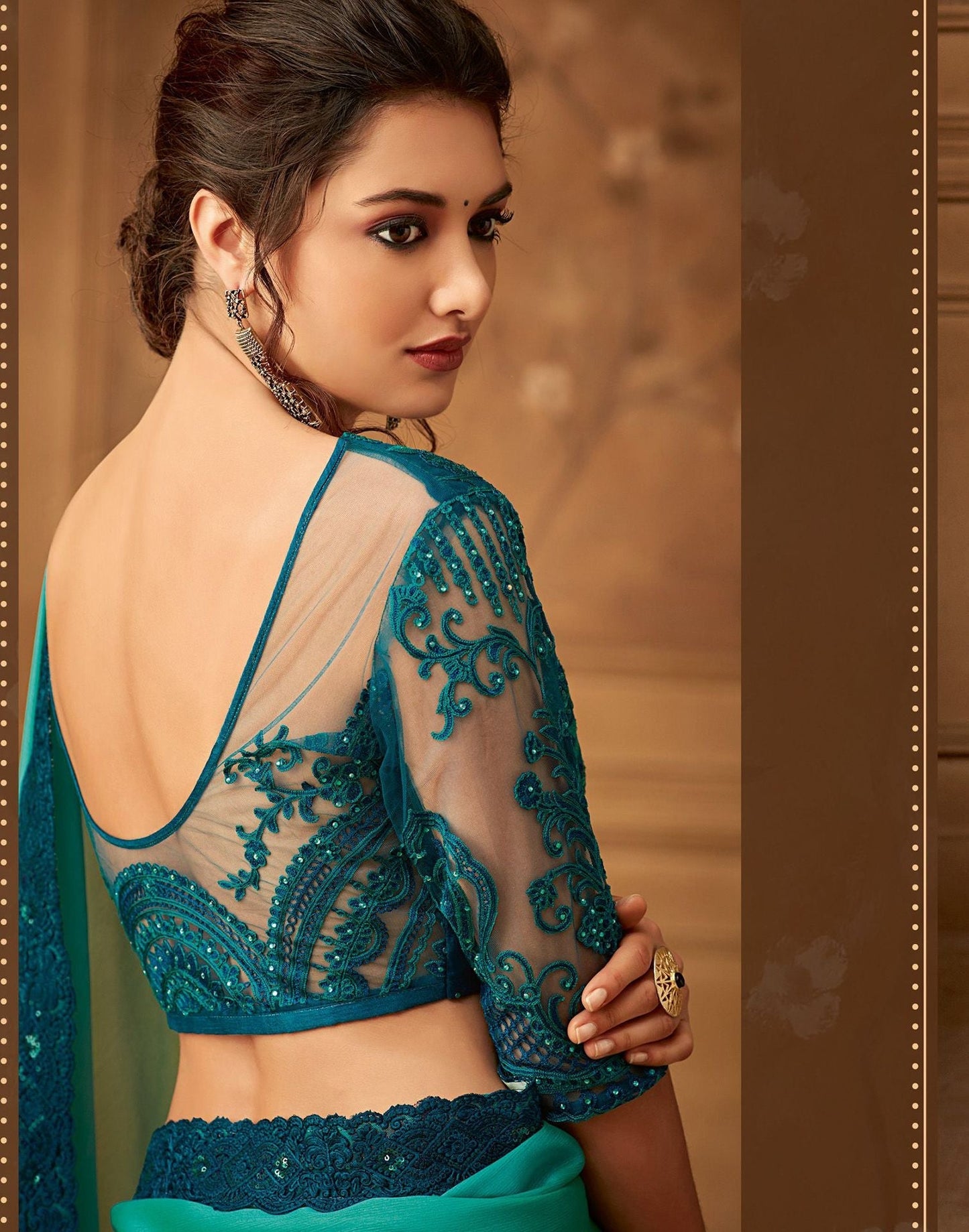 Parrot Green Chiffon Plain Saree | Leemboodi