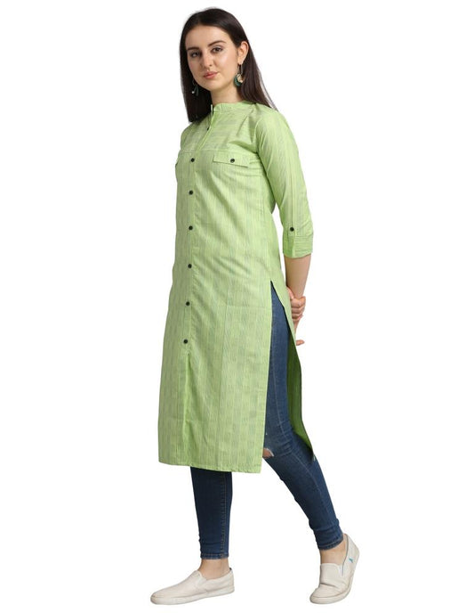 Light Green Woven Cotton Kurti | Sudathi