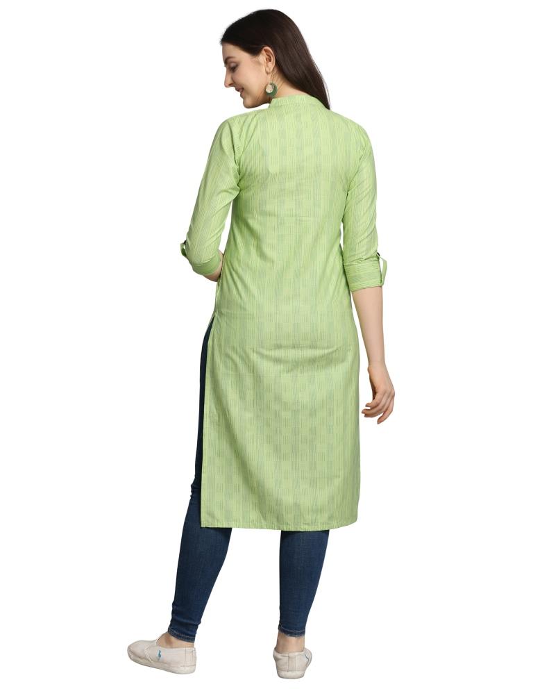 Light Green Woven Cotton Kurti | Sudathi