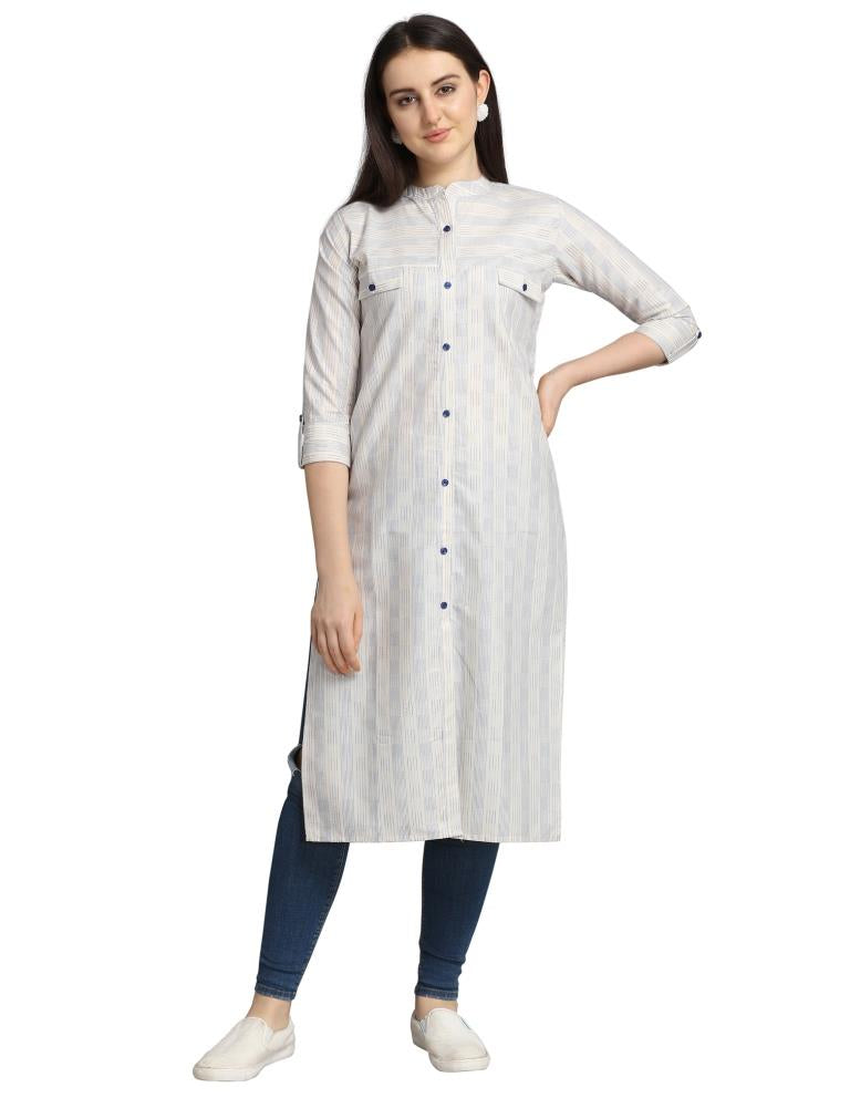 White Woven Cotton Kurti | Sudathi