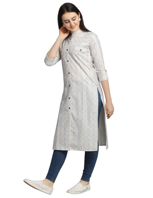 White Woven Cotton Kurti | Sudathi