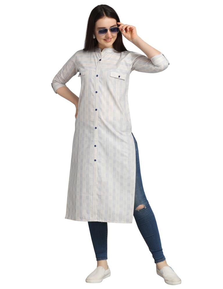 White Woven Cotton Kurti | Sudathi