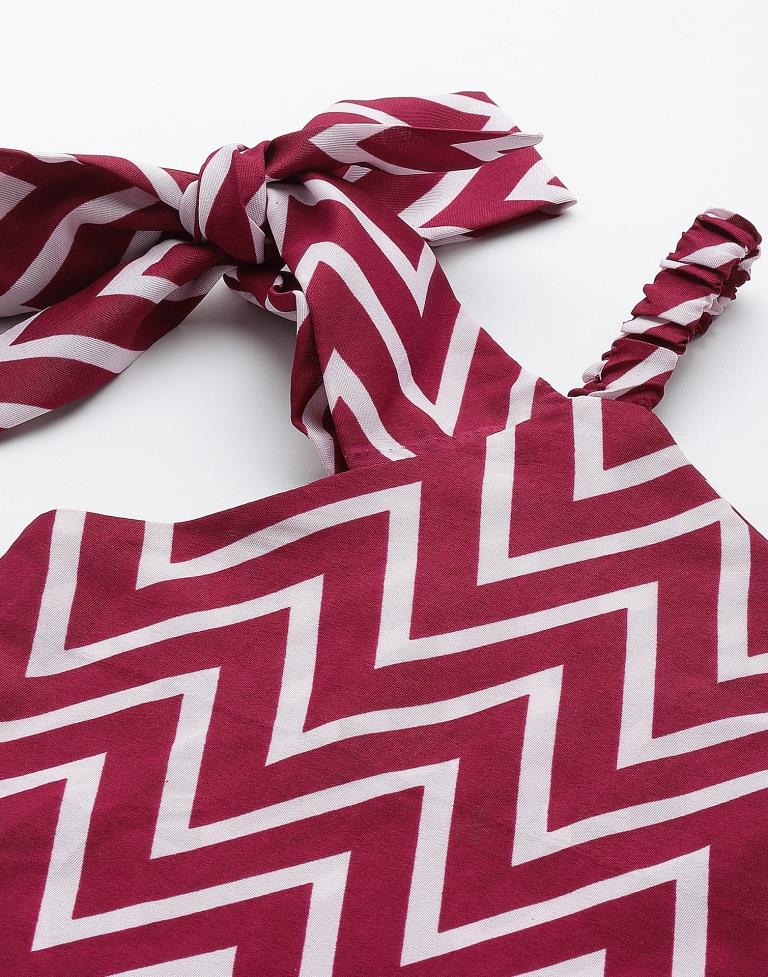 Red And White Knot Sleeve Top | Leemboodi
