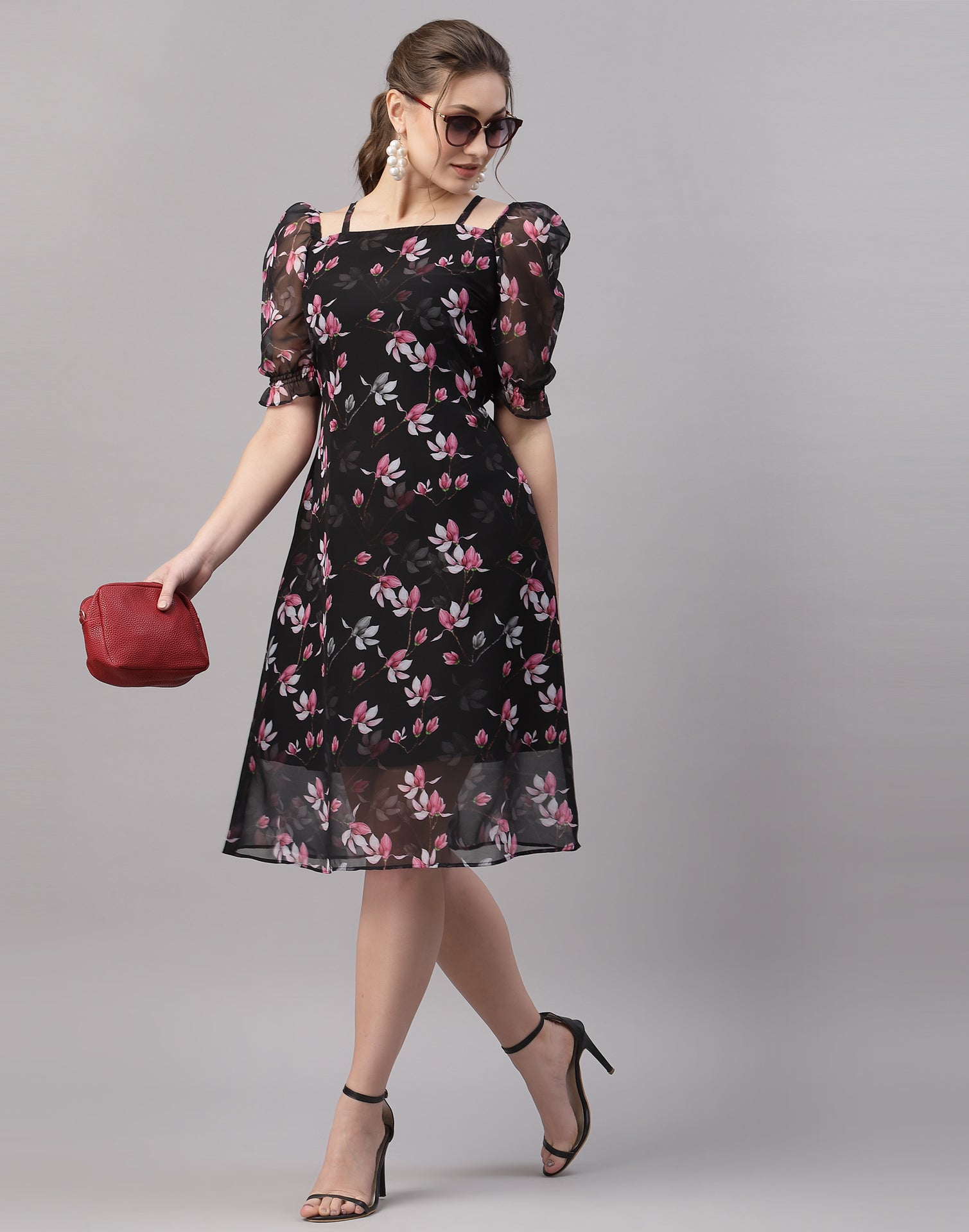 Black Puffed Sleeve Dress | Sudathi