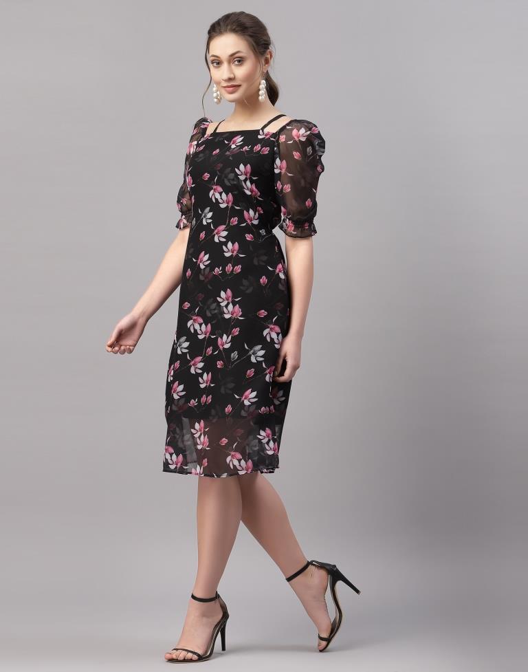 Black Puffed Sleeve Dress | Sudathi