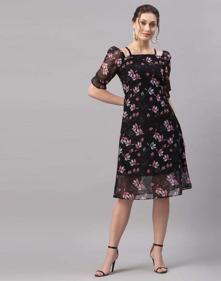 Black Puffed Sleeve Dress | Sudathi