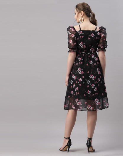 Black Puffed Sleeve Dress | Sudathi