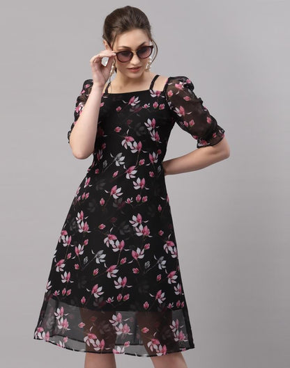 Black Puffed Sleeve Dress | Sudathi