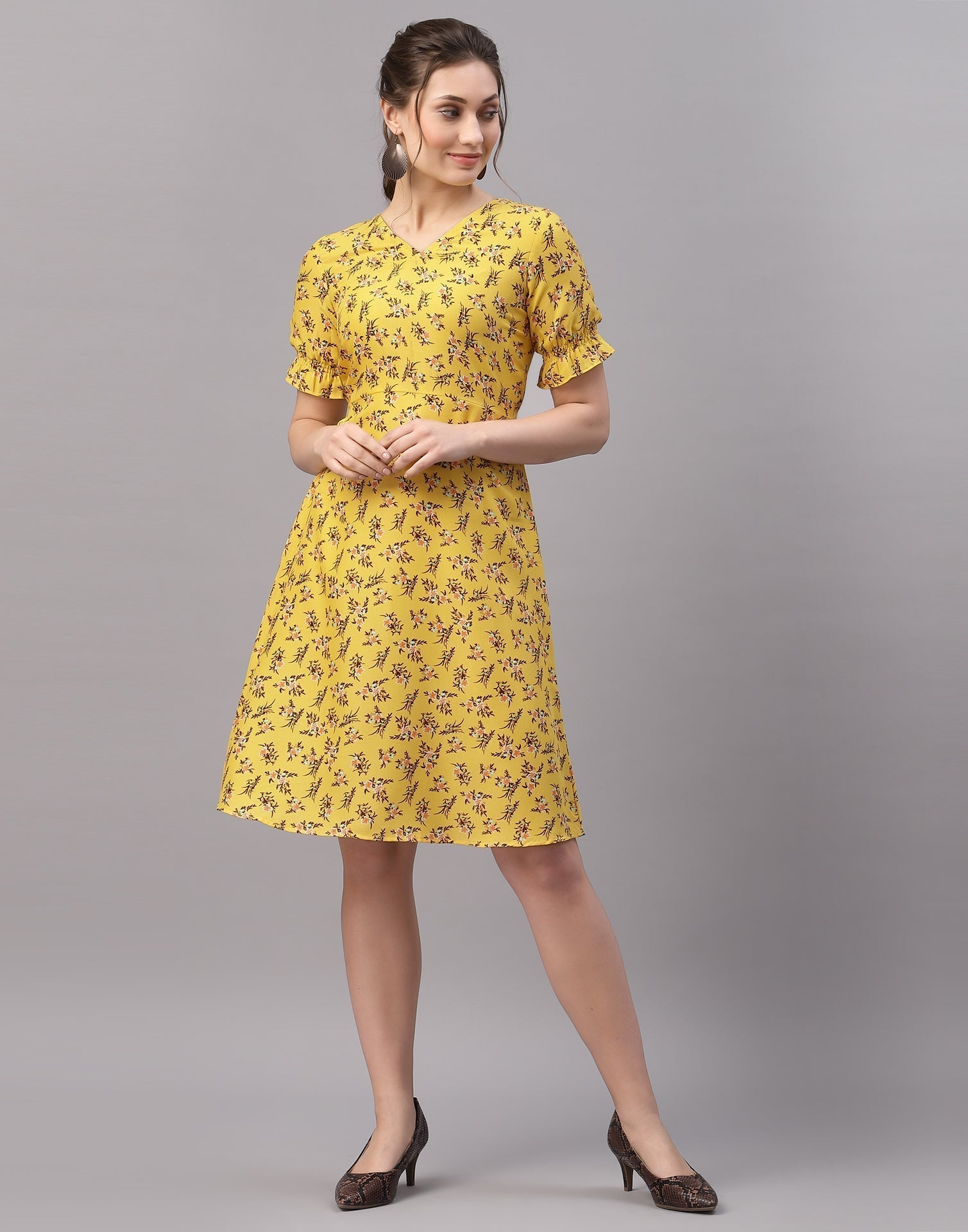 Mustared Printed Dress | Sudathi