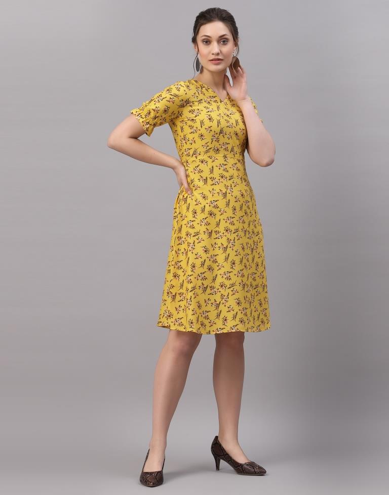 Mustared Printed Dress | Sudathi
