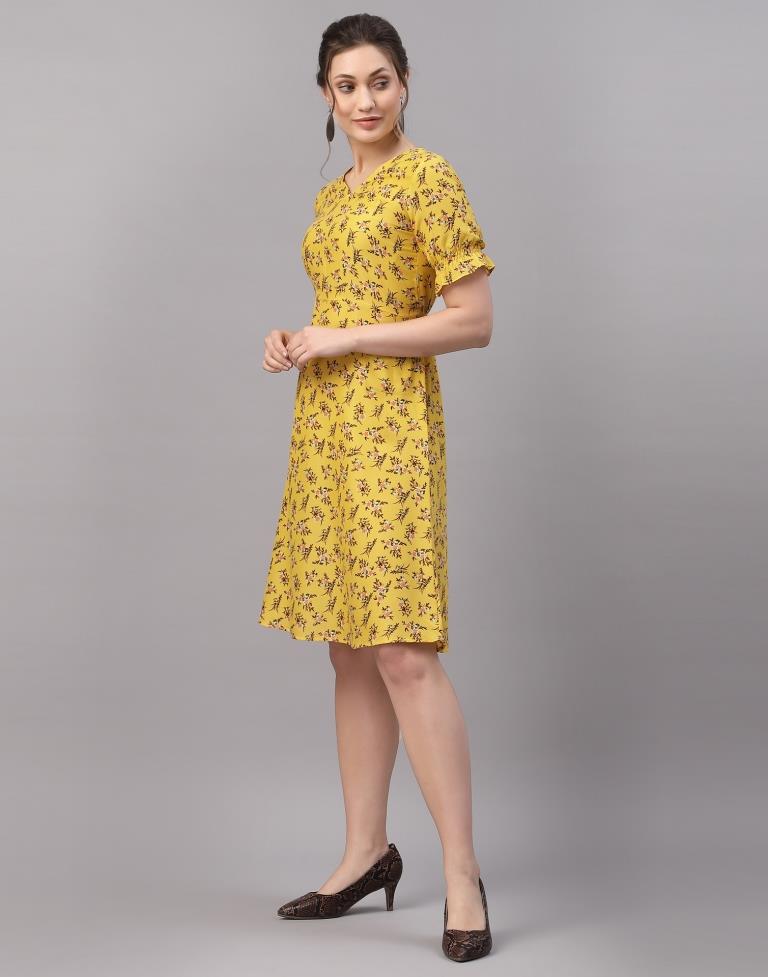 Mustared Printed Dress | Sudathi