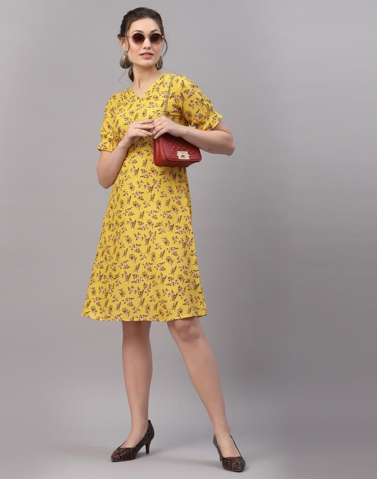 Mustared Printed Dress | Sudathi