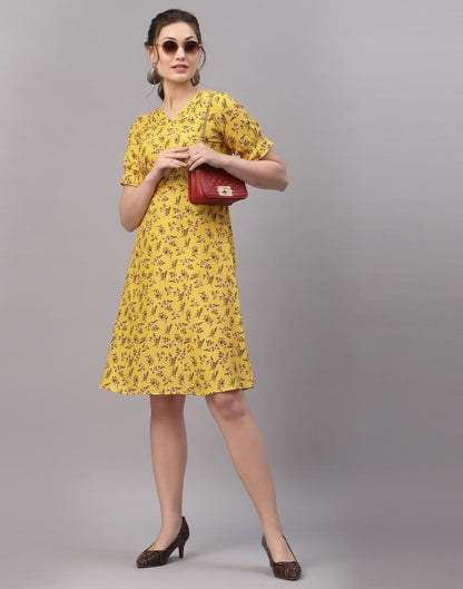 Mustared Printed Dress | Sudathi