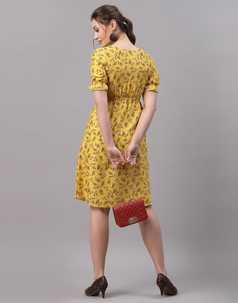 Mustared Printed Dress | Sudathi