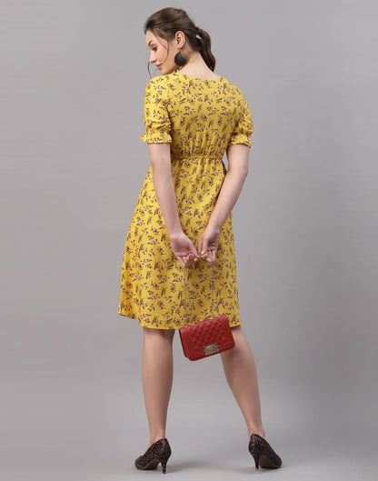Mustared Printed Dress | Sudathi