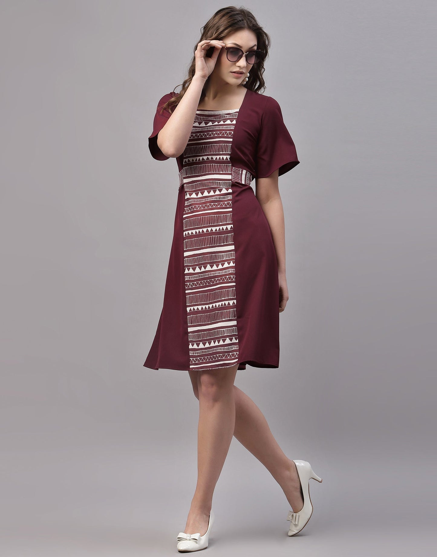 Brown Panelled Dress | Sudathi