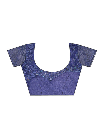 Green Chiffon Plain Embroidery Saree | Leemboodi