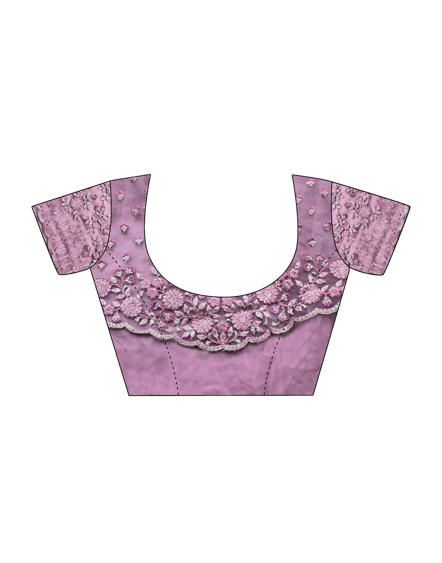 Light Pink Georgette Plain Embroidery Saree | Leemboodi