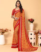 Red Chiffon Printed Saree