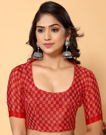 Red Chiffon Printed Saree