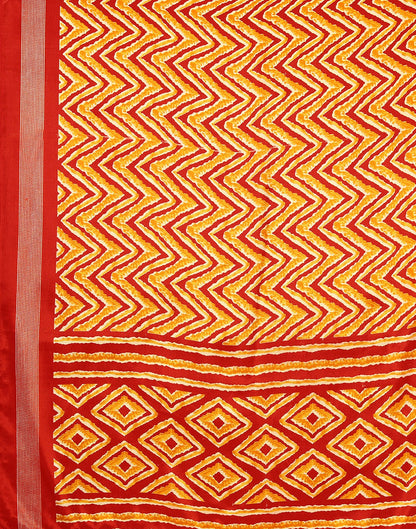 Red Chiffon Printed Saree