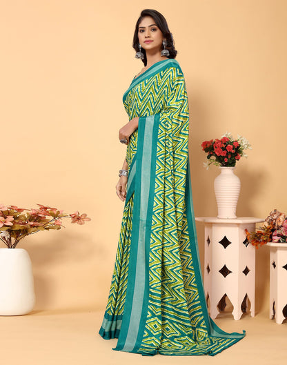 Green Chiffon Printed Saree