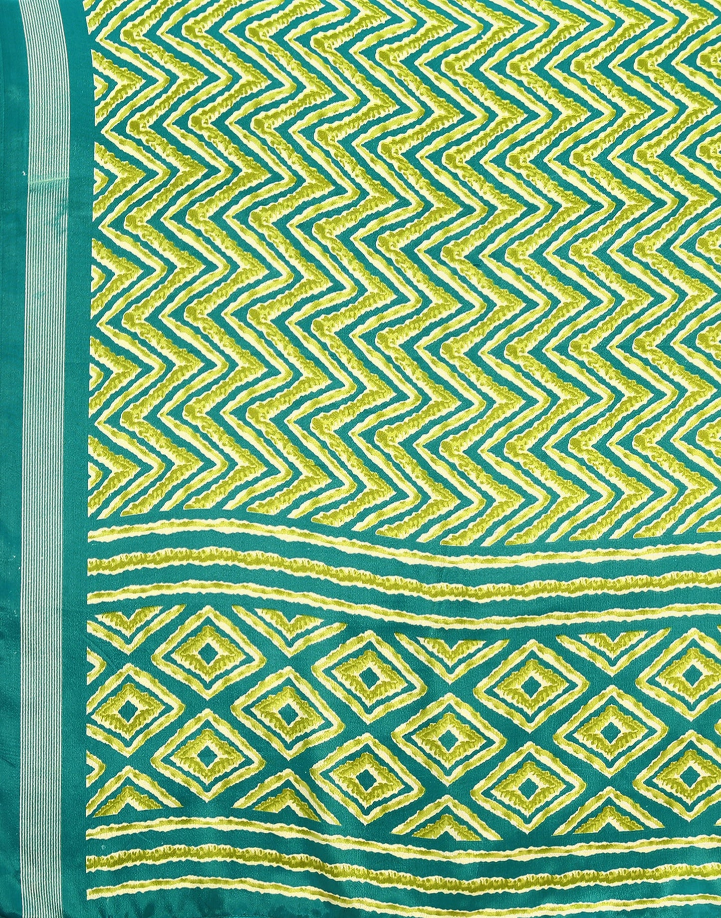 Green Chiffon Printed Saree