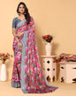 Grey Chiffon Printed Saree