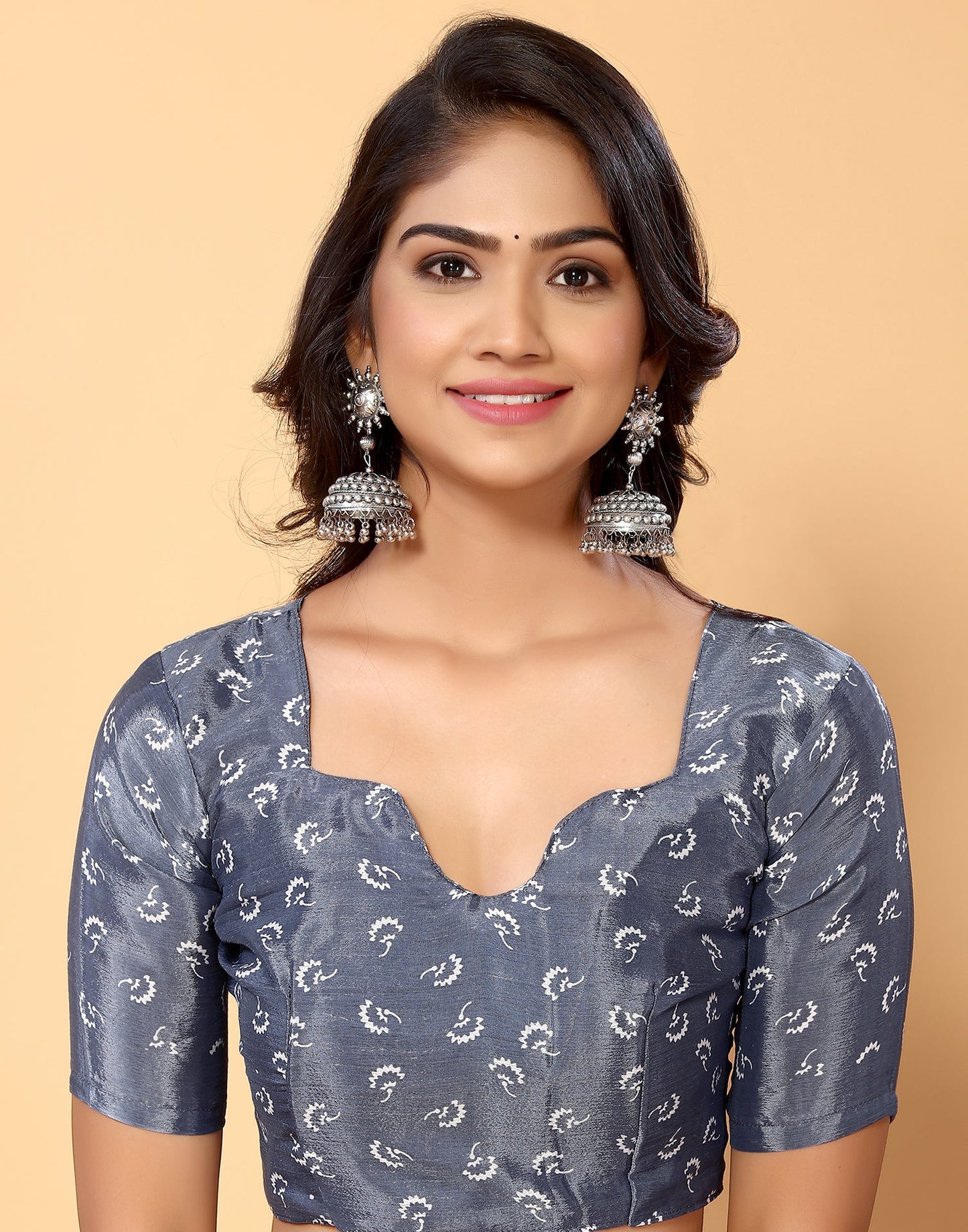 Grey Chiffon Printed Saree