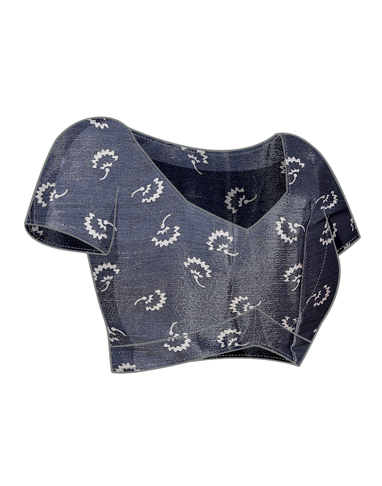 Grey Chiffon Printed Saree