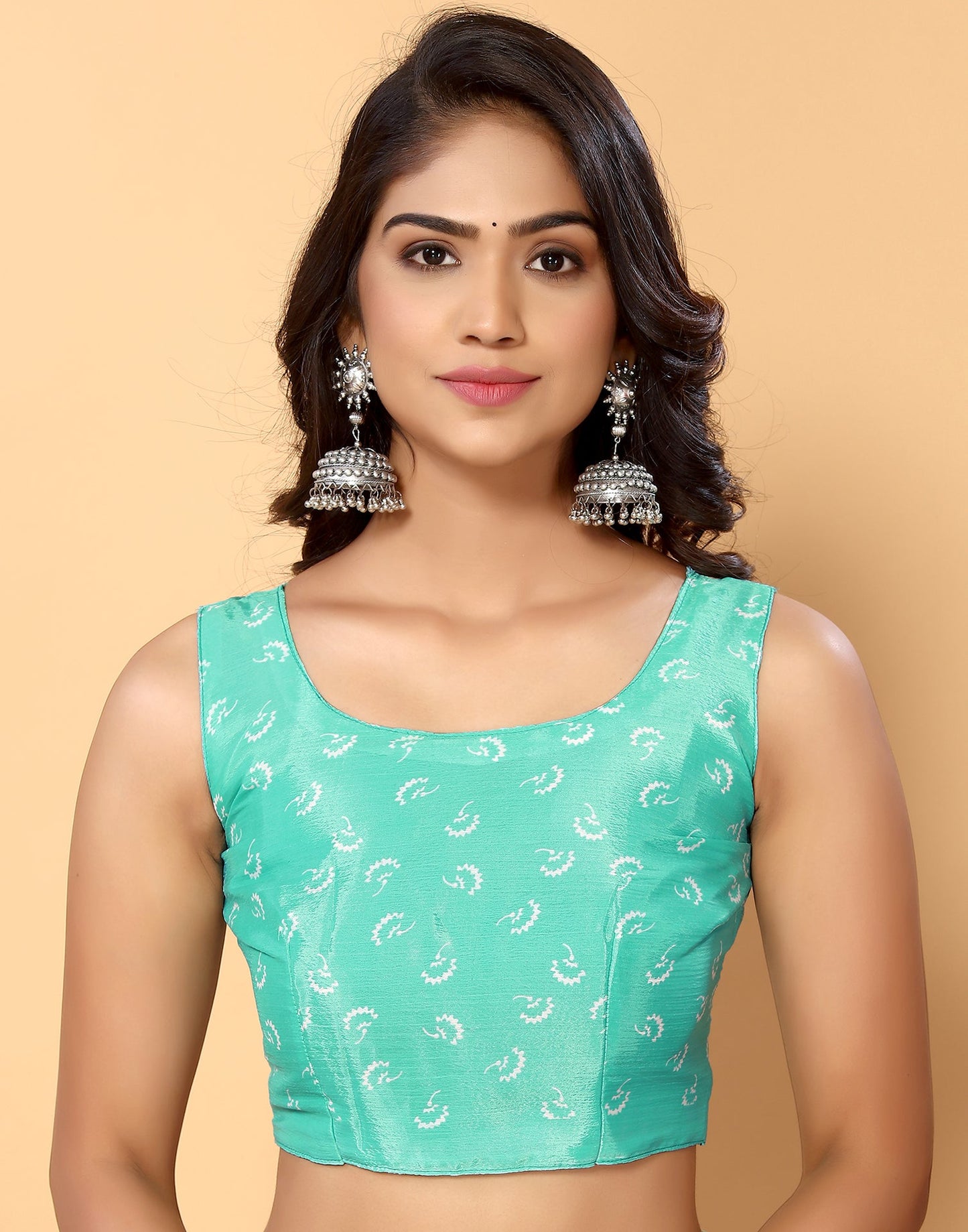 Turquoise Chiffon Printed Saree