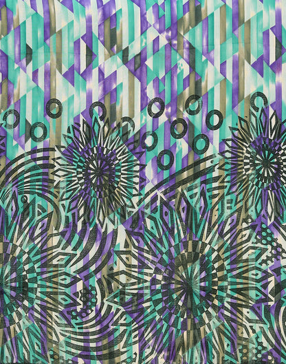 Turquoise Chiffon Printed Saree