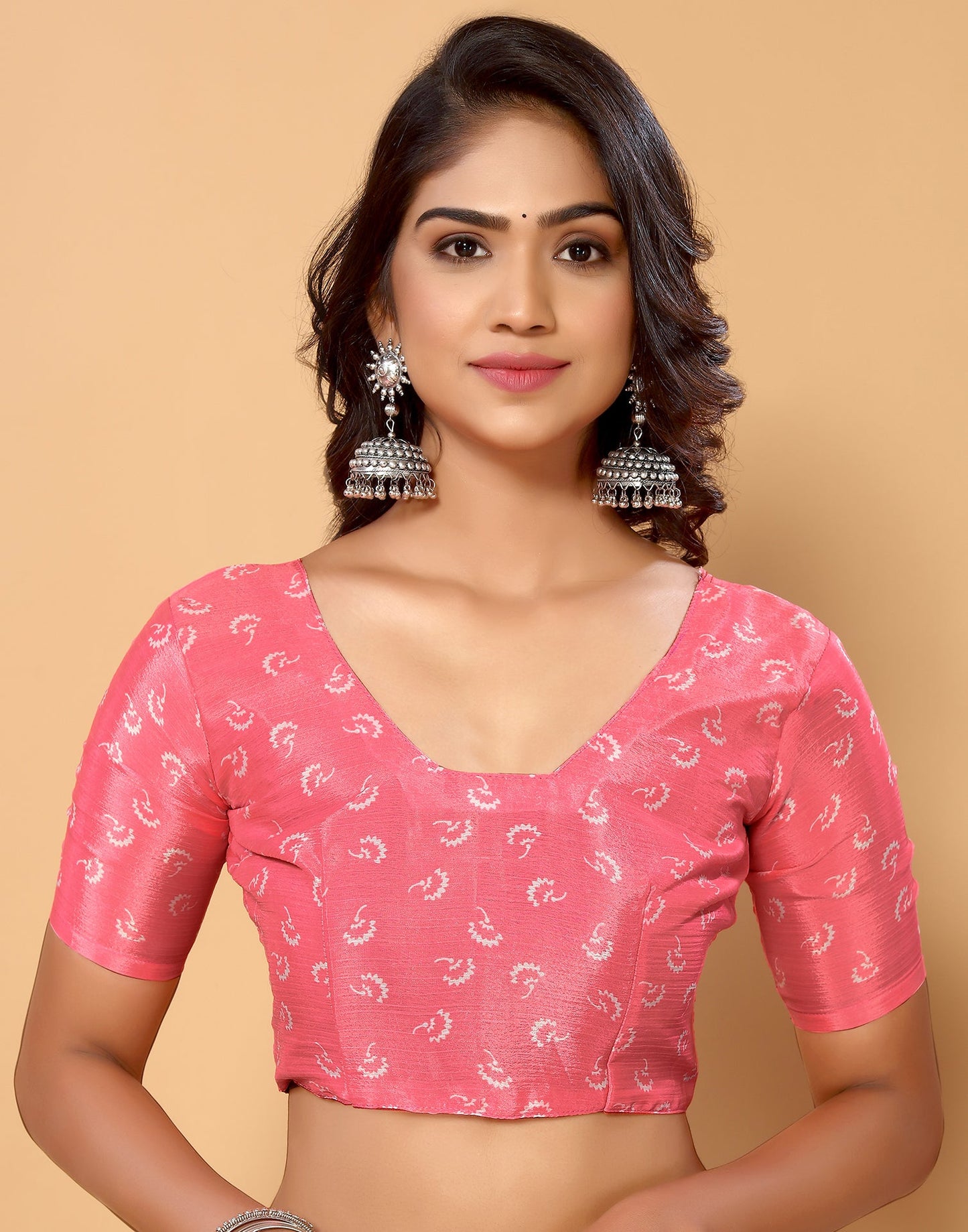 Light Pink Chiffon Printed Saree