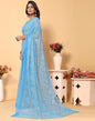 Light Blue Chiffon Printed Saree
