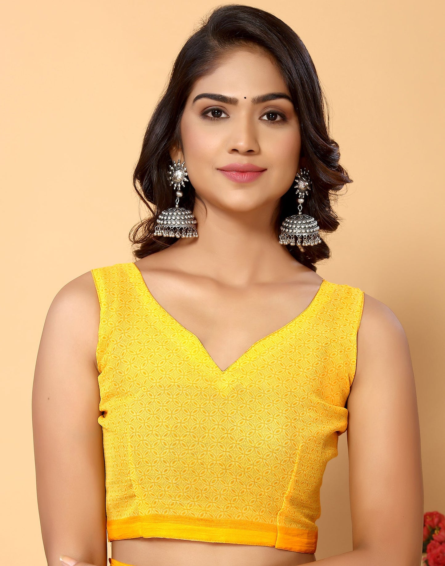 Turmeric Yellow Chiffon Printed Saree