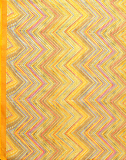 Turmeric Yellow Chiffon Printed Saree
