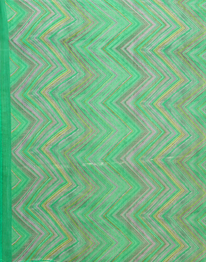 Green Chiffon Printed Saree