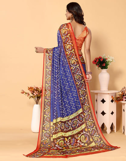 Blue Brasso Self Woven Saree