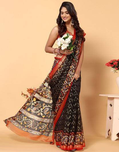 Black Brasso Self Woven Saree