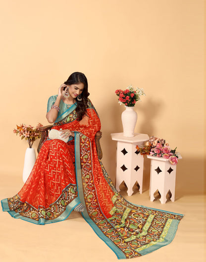 Red Brasso Self Woven Saree