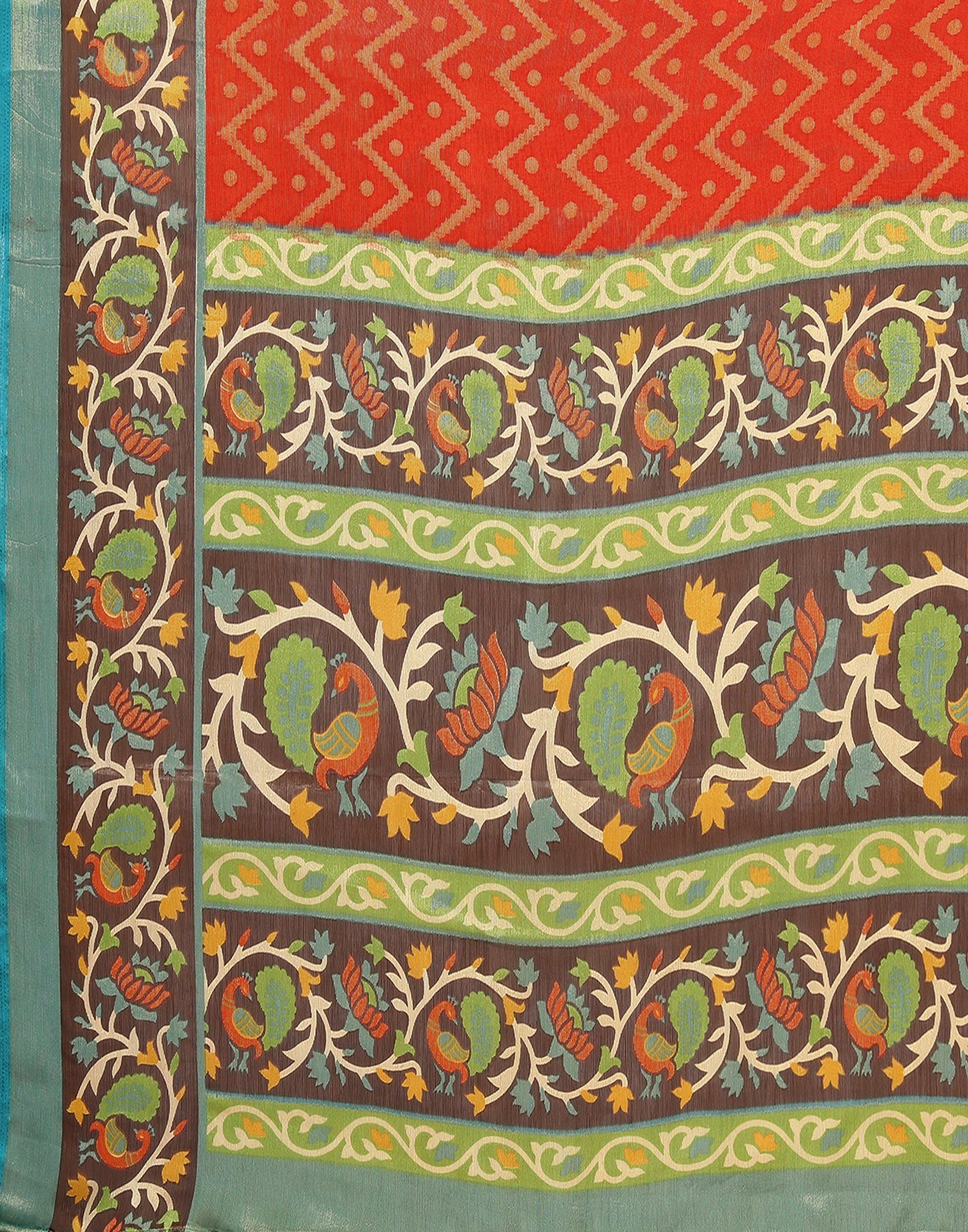 Red Brasso Self Woven Saree