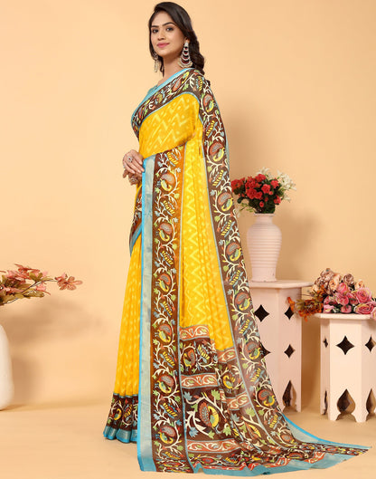 Yellow Brasso Self Woven Saree