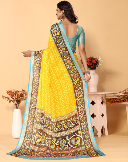 Yellow Brasso Self Woven Saree