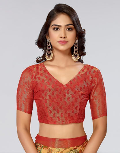 Beige Printed Brasso Saree