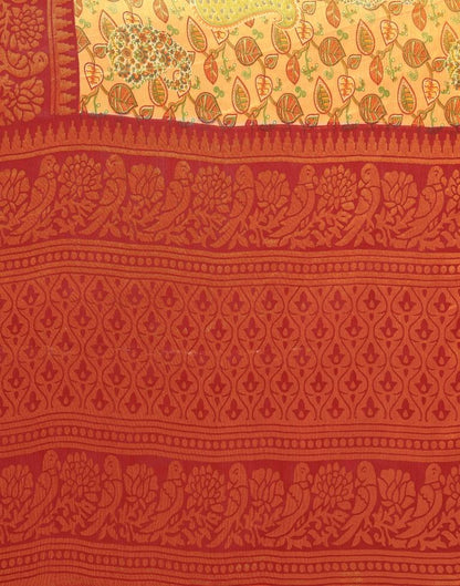 Beige Printed Brasso Saree